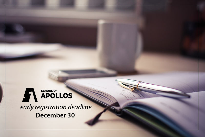 School of Apollos - early registration deadline: Dec. 30